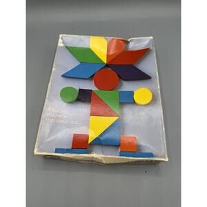 Vintage Discovery Toys Wooden Pattern Blocks Hopi Kachina Set